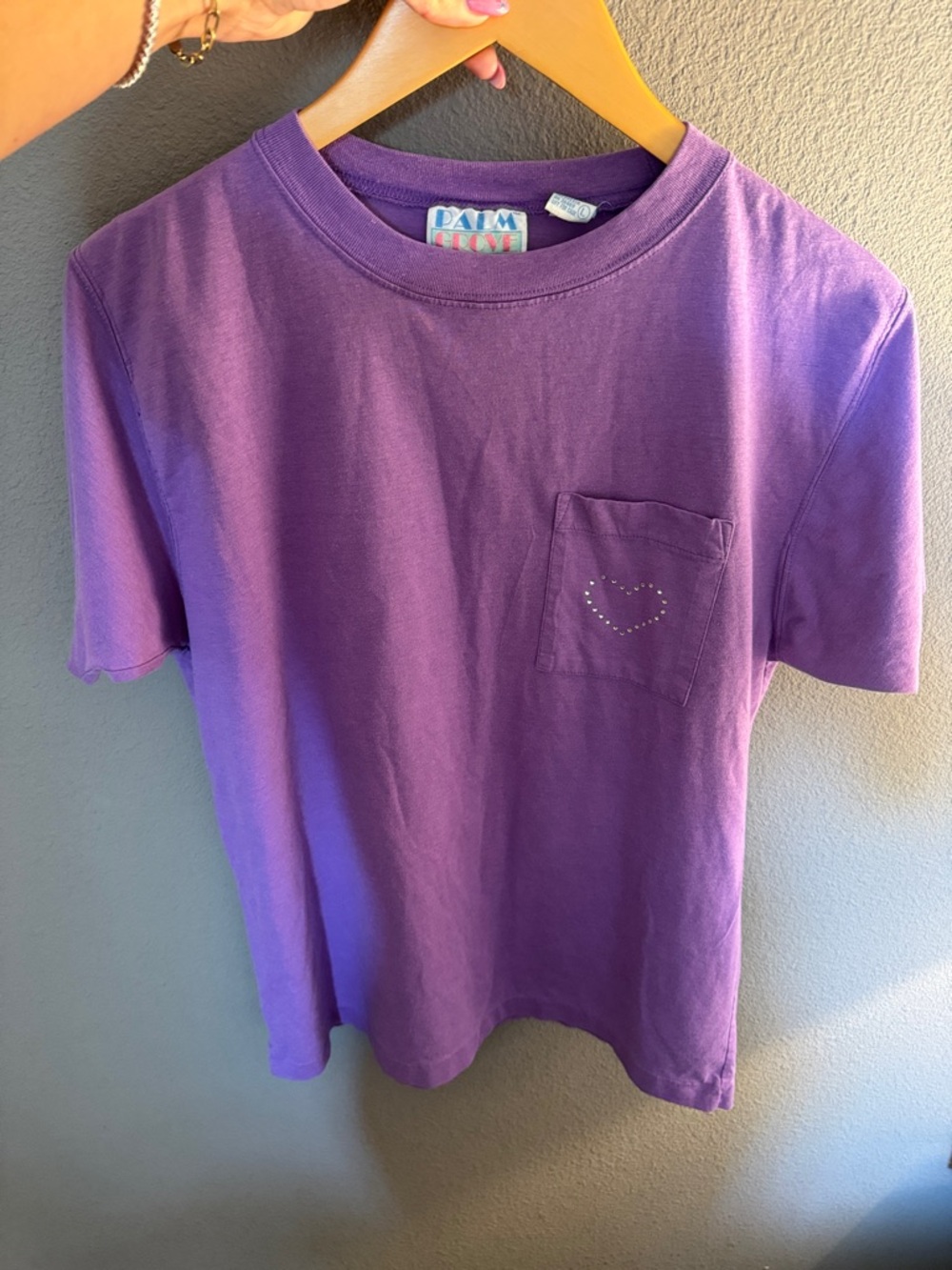 Vintage Rhinestone Heart Pocket Tee